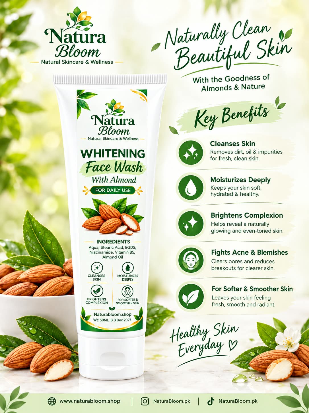 Whitening Face Wash With Almonds 50ml